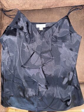 Calvin Klein Dark Navy Floral Satin Ruffle Cami